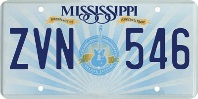 MS license plate ZVN546