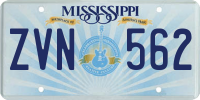 MS license plate ZVN562