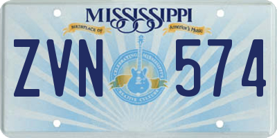 MS license plate ZVN574