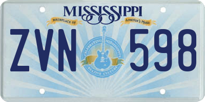 MS license plate ZVN598