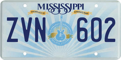 MS license plate ZVN602