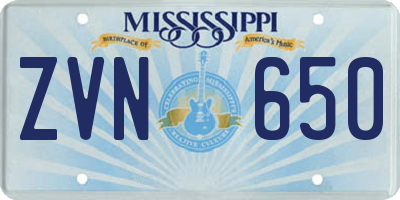 MS license plate ZVN650