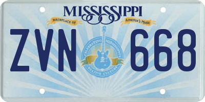 MS license plate ZVN668