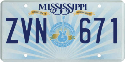 MS license plate ZVN671