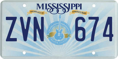 MS license plate ZVN674