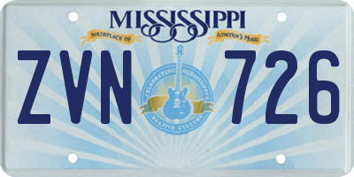 MS license plate ZVN726