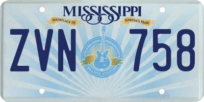 MS license plate ZVN758