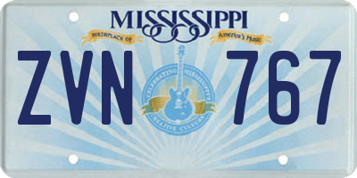 MS license plate ZVN767