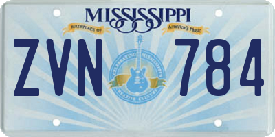MS license plate ZVN784
