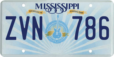 MS license plate ZVN786