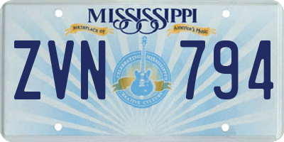 MS license plate ZVN794