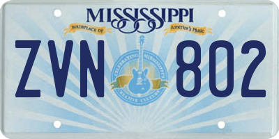 MS license plate ZVN802