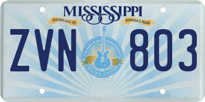 MS license plate ZVN803