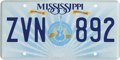 MS license plate ZVN892