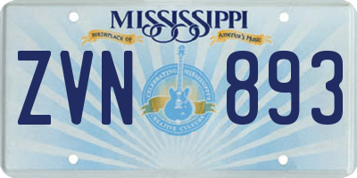 MS license plate ZVN893