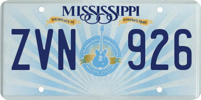 MS license plate ZVN926