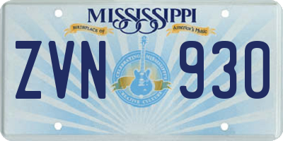 MS license plate ZVN930