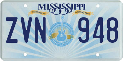 MS license plate ZVN948