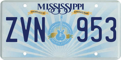 MS license plate ZVN953