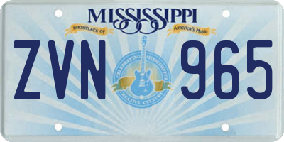 MS license plate ZVN965