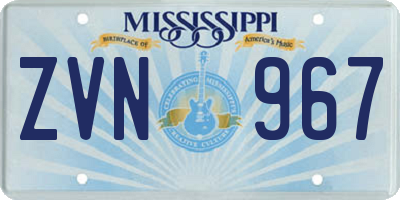 MS license plate ZVN967