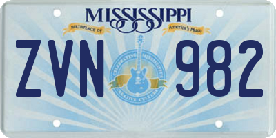 MS license plate ZVN982