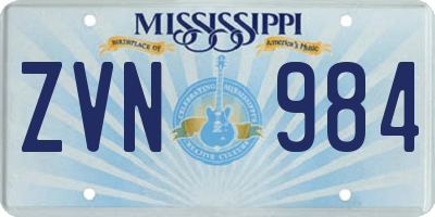 MS license plate ZVN984