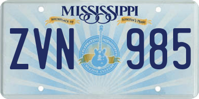 MS license plate ZVN985