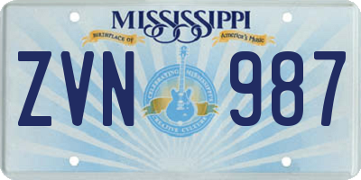 MS license plate ZVN987