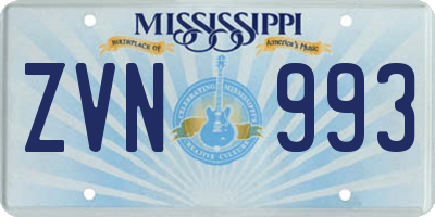 MS license plate ZVN993