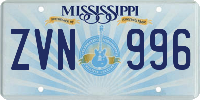 MS license plate ZVN996