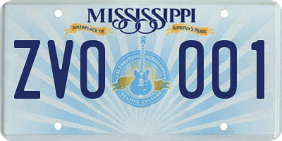 MS license plate ZVO001