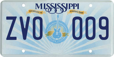 MS license plate ZVO009