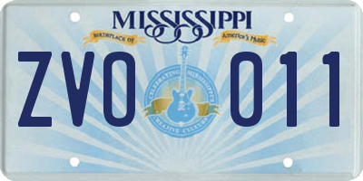 MS license plate ZVO011