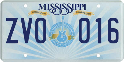 MS license plate ZVO016