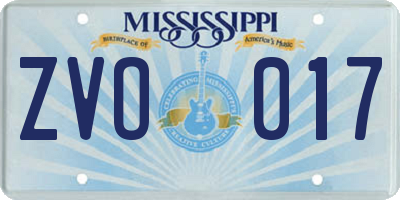 MS license plate ZVO017