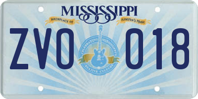MS license plate ZVO018
