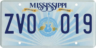 MS license plate ZVO019