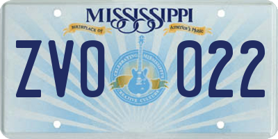 MS license plate ZVO022