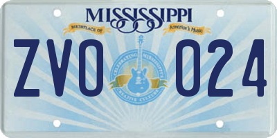 MS license plate ZVO024