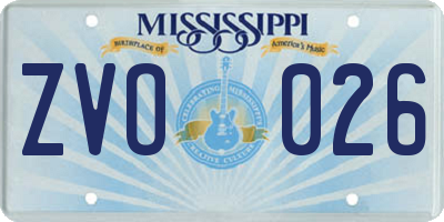 MS license plate ZVO026