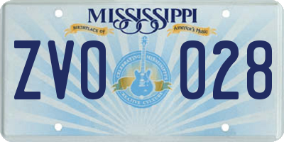 MS license plate ZVO028