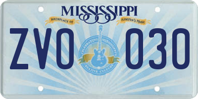 MS license plate ZVO030