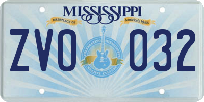 MS license plate ZVO032