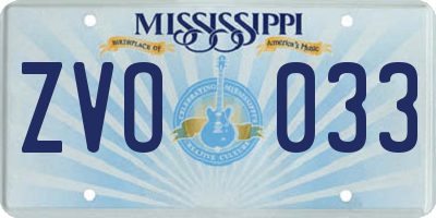 MS license plate ZVO033