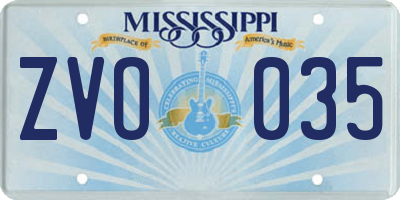 MS license plate ZVO035