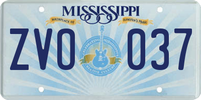 MS license plate ZVO037