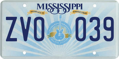 MS license plate ZVO039