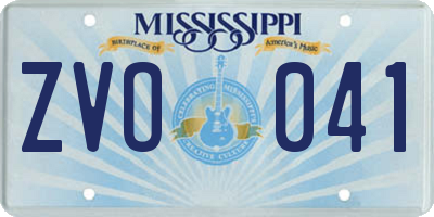 MS license plate ZVO041