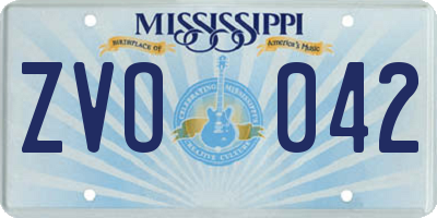 MS license plate ZVO042